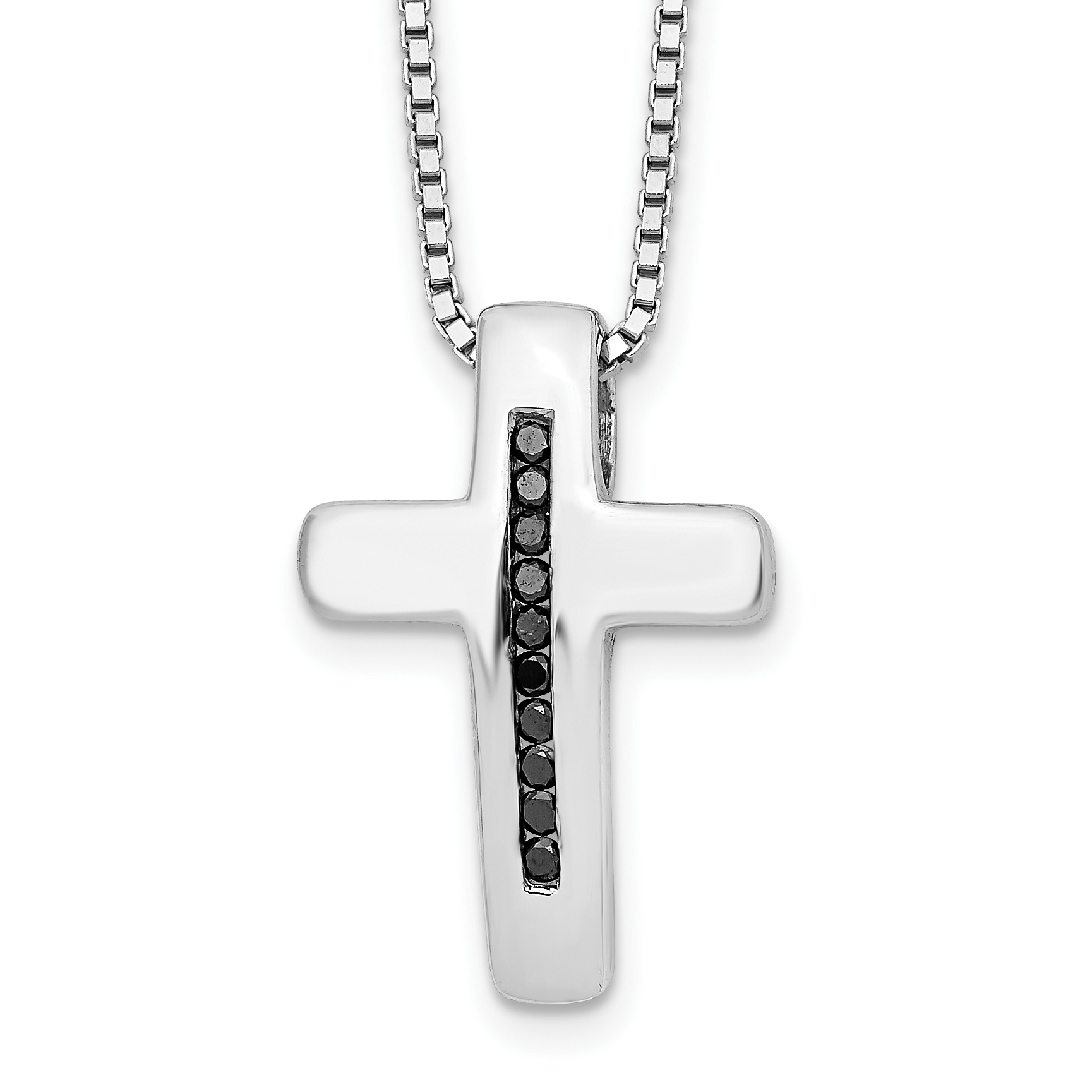 925 Sterling Silver Rh 18 Inch Black Diamond Cross Necklace, 2